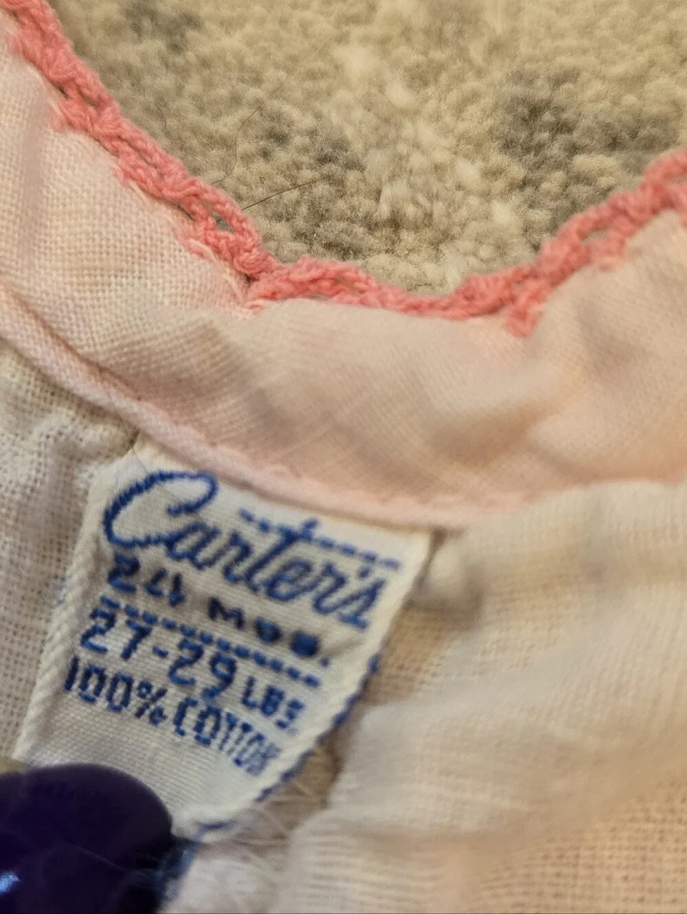 Carter's Vintage 1980s Pastel Pink Zip Up Pants Romper
